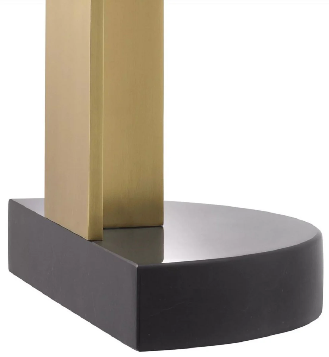 Casa Padrino lámpara de mesa de lujo latón antiguo / blanco / negro 34,5 x 37,5 x A. 63 cm - Lámpara de escritorio moderna con pantalla semicircular de vidrio - Colección de Lujo