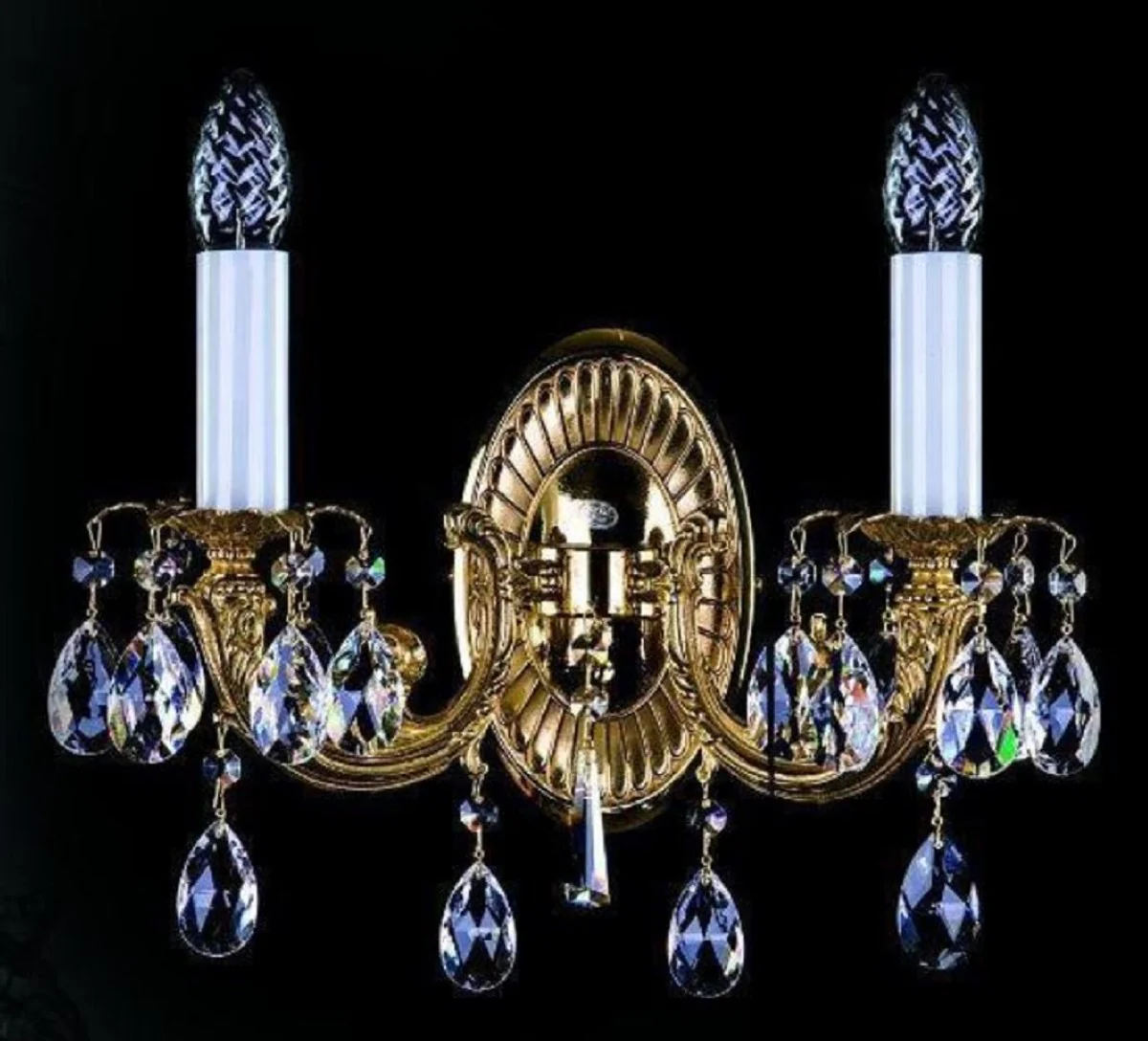 Casa Padrino lámpara de pared doble de cristal barroco de lujo oro 36 x A. 28 cm - Magnífica lámpara de pared de latón con cristal de Bohemia - Noble & Magnífica