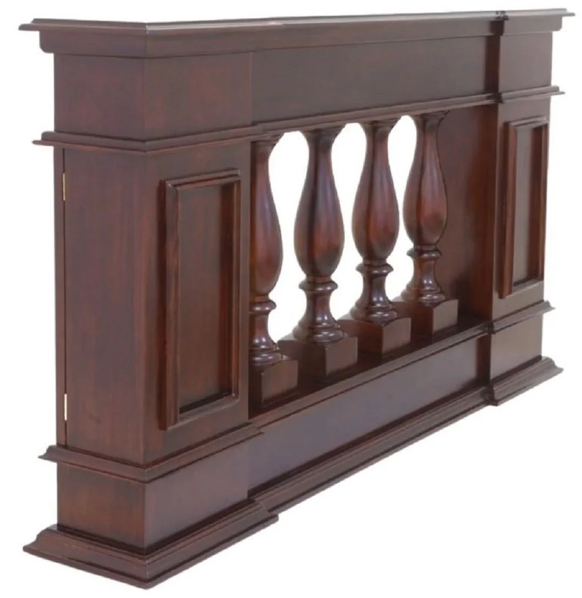 Casa Padrino separador de ambientes de caoba barandilla Art Nouveau de lujo marr¨®n oscuro / lat¨®n 180 x 30 x A. 100 cm - Separador de ambientes de madera maciza - Muebles Barrocos y Art Nouveau