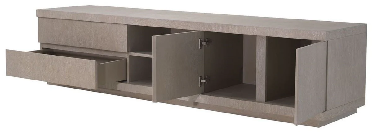 Casa Padrino gabinete de TV de lujo gris 220 x 52,5 x H. 53 cm - Mueble de TV de madera maciza - Muebles de Sal¨®n - Calidad de Lujo
