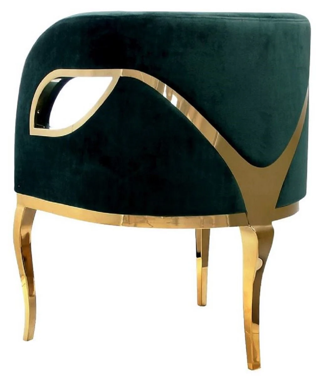 Casa Padrino sill¨®n de terciopelo de lujo verde / oro 78 x 55 x A. 59 cm - Sill¨®n de sal¨®n - Muebles de sal¨®n - Muebles de hotel - Muebles de lujo - Interiores de sal¨®n - Interiores de lujo