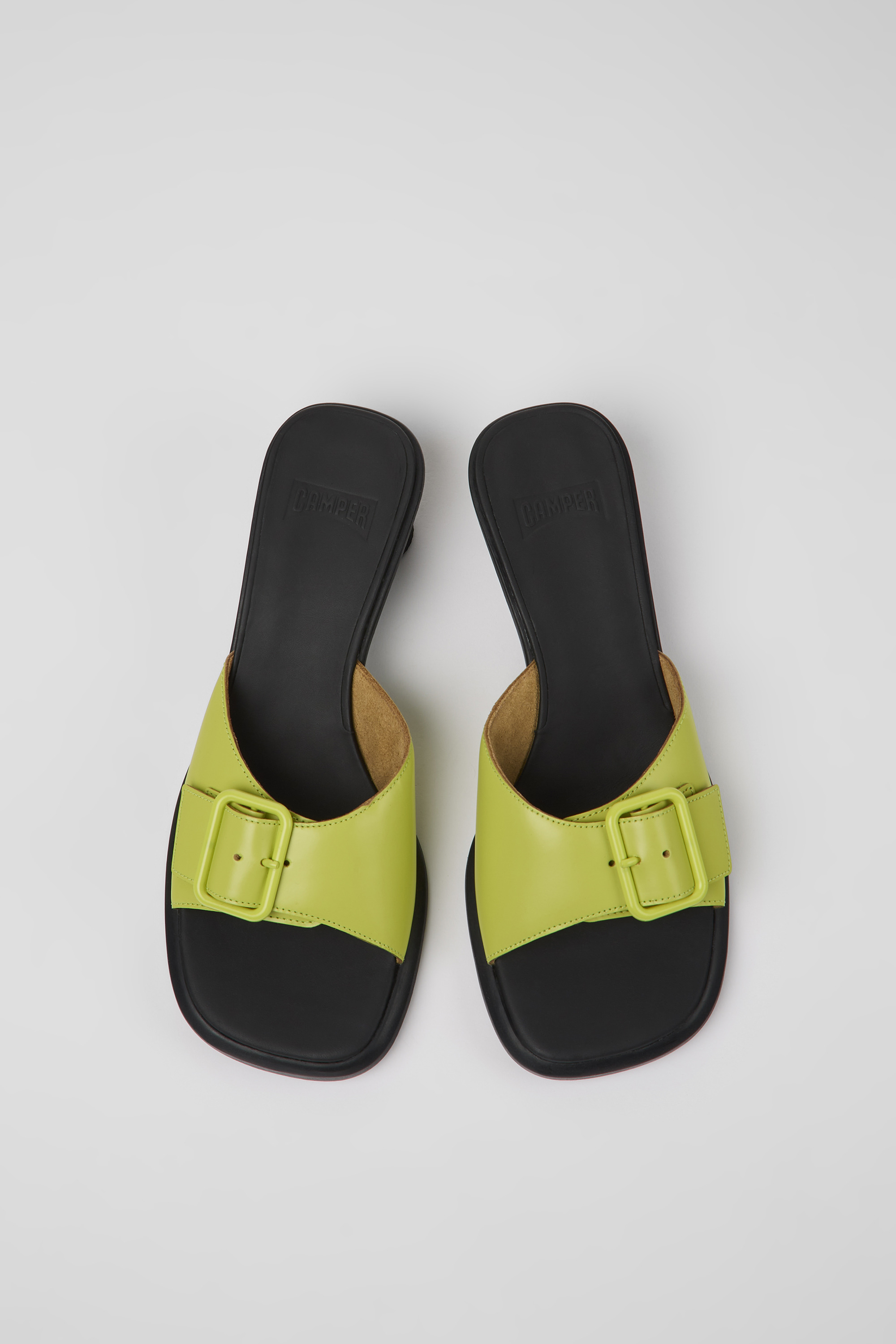 Dina - Green leather sandals for women
