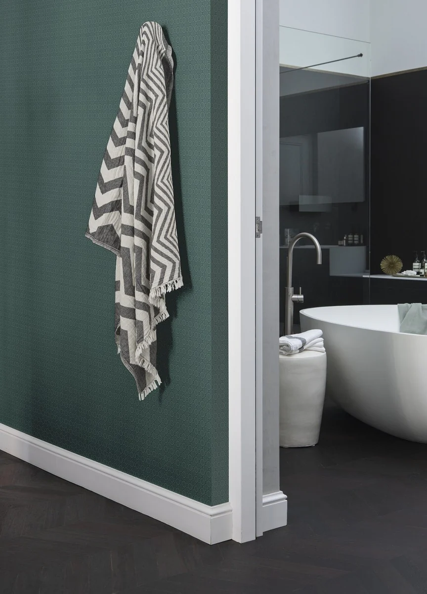 Casa Padrino papel tapiz de tela de lujo verde - 10,05 x 0,53 m - Papel Pintado Textil con Superficie Ligeramente Texturada