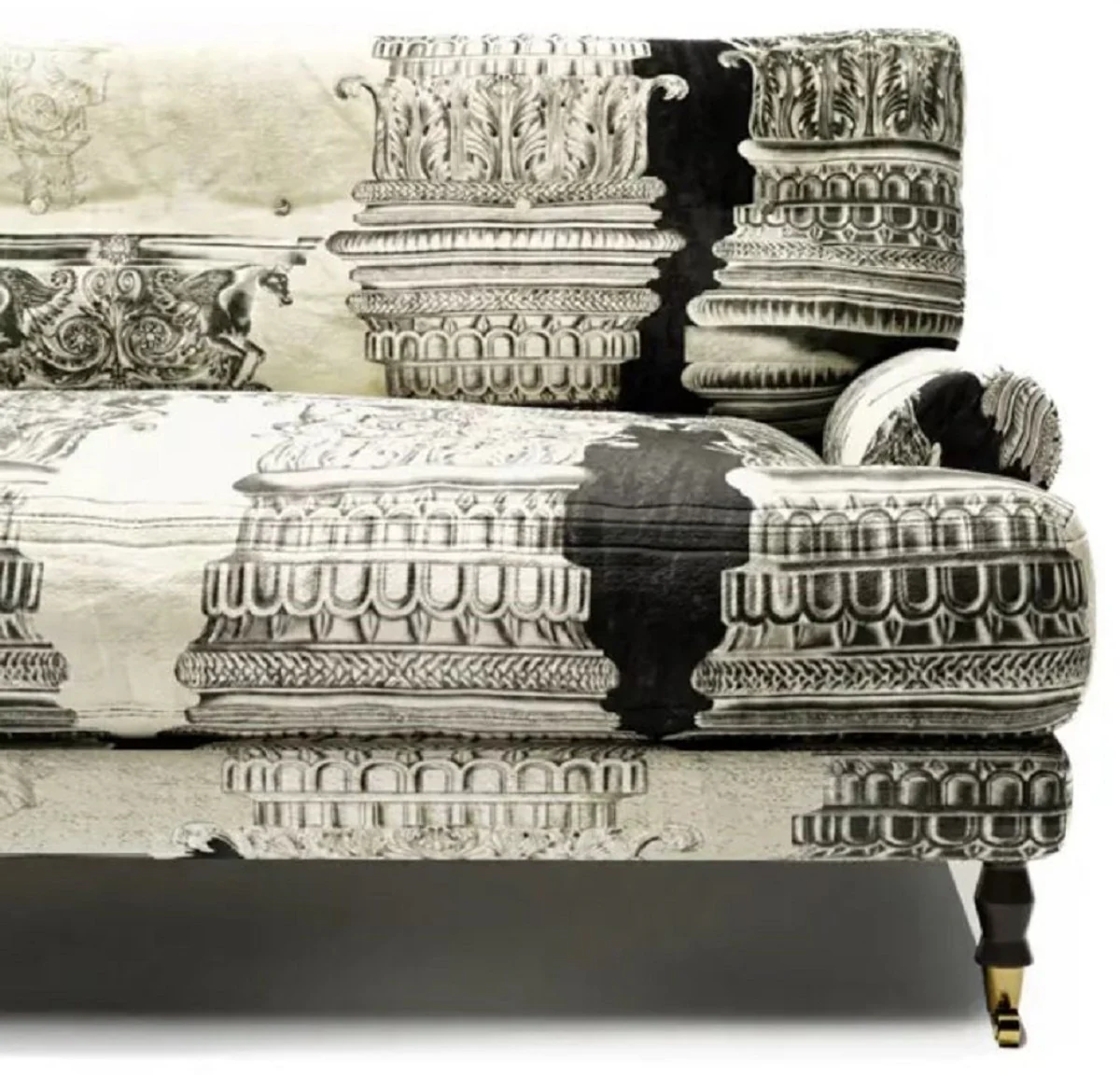 Casa Padrino sof¨¢ de terciopelo de lujo crema / blanco / negro / lat¨®n 200 x 100 x A. 87 cm - Sof¨¢ de sal¨®n - Sof¨¢ de hotel - Muebles de sal¨®n - Muebles de hotel - Muebles de lujo