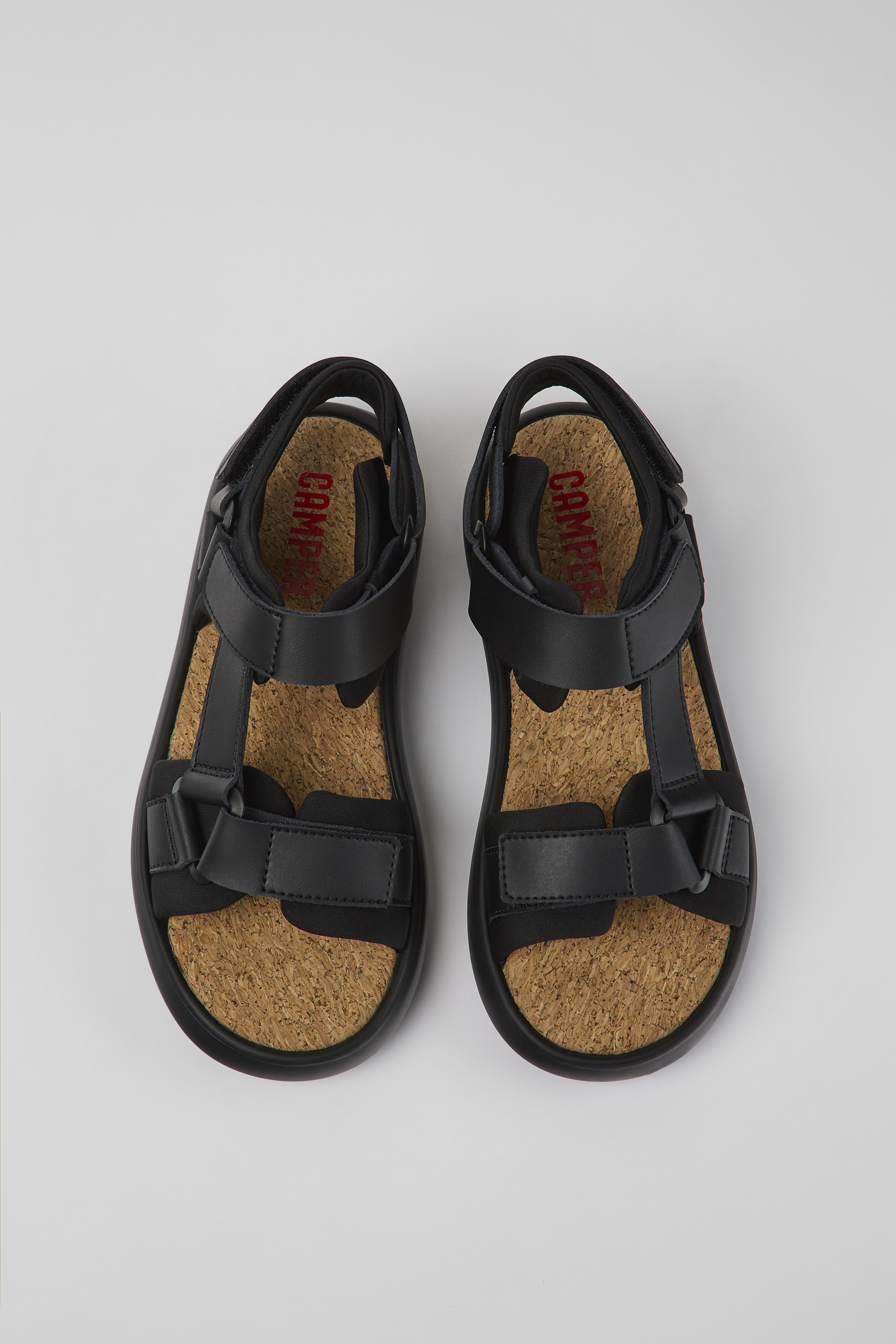 Pelotas Flota - Black leather and textile sandals for women