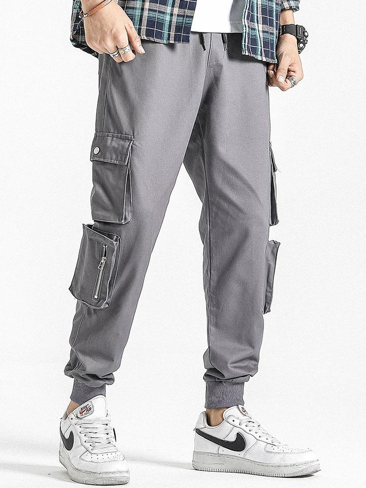 Drawstring Elastic Waist Cargo Joggers