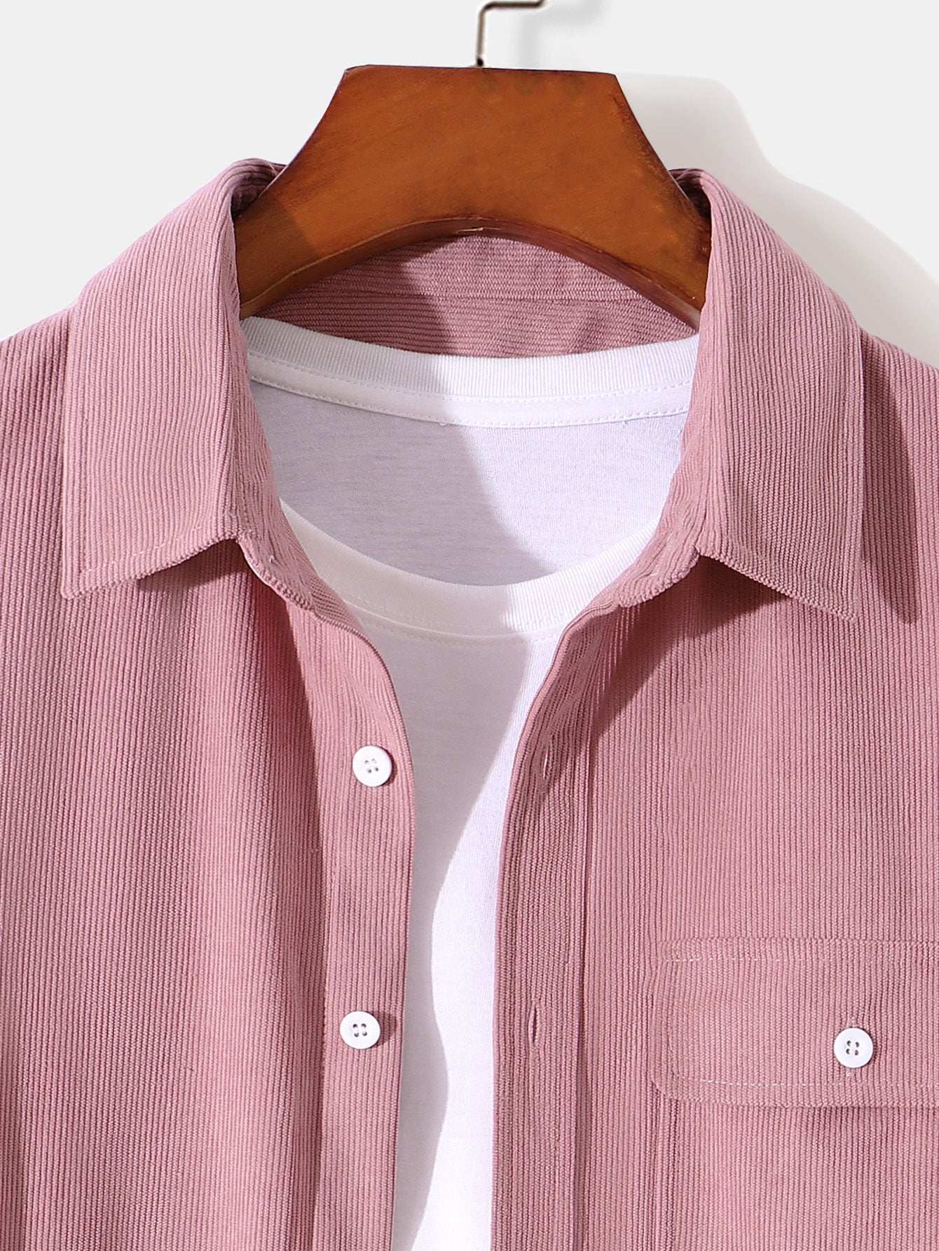 Long Sleeve Flap Pocket Corduroy Shirt