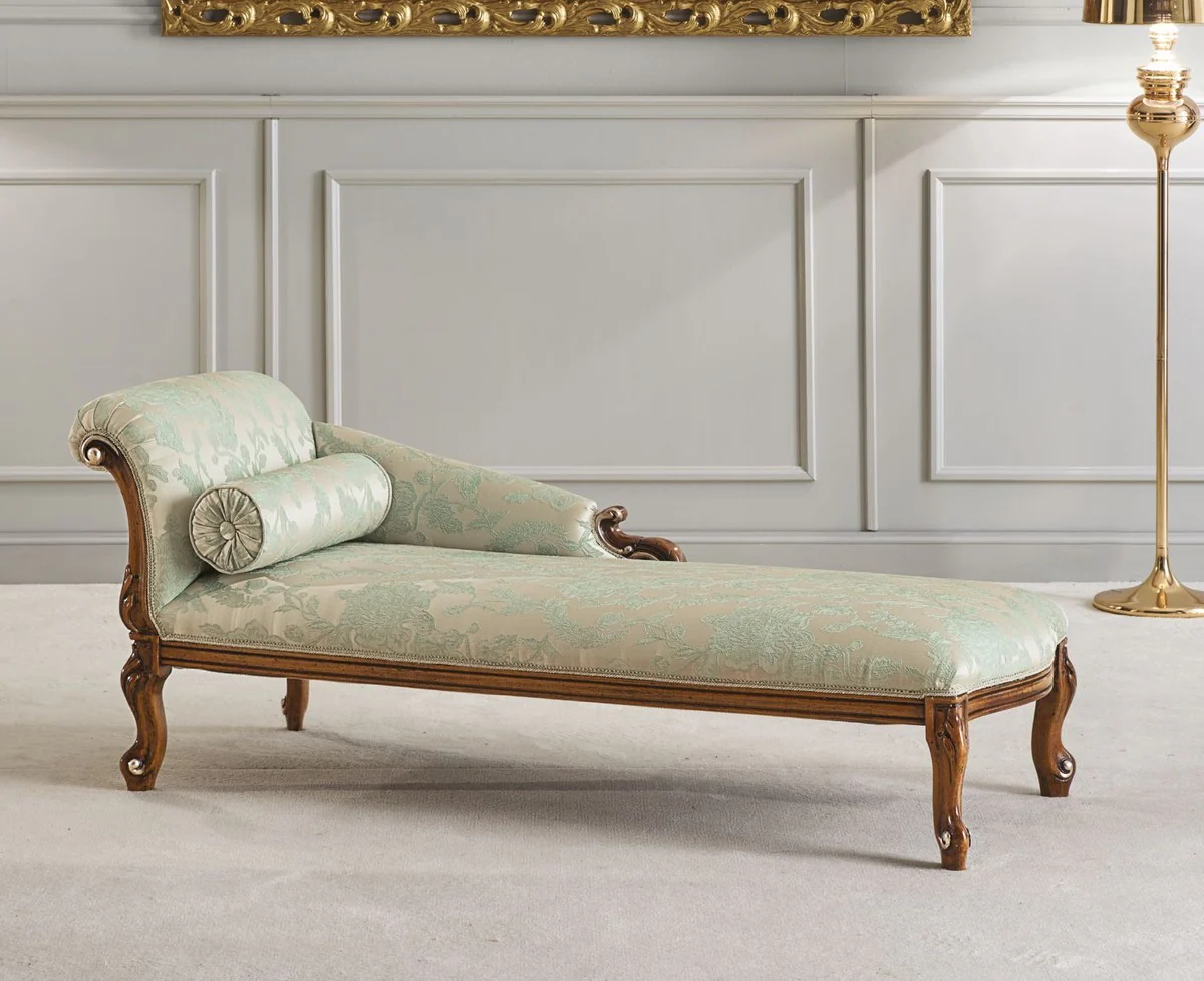 Casa Padrino chaise longue barroco de lujo oro / verde / marr¨®n - Magn¨ªfico recamier de madera maciza - Muebles de sal¨®n de lujo en estilo barroco - Calidad de lujo - Hecho en Italia