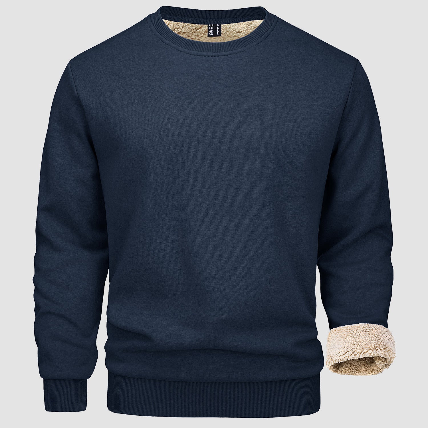 Men's Fleece Lined Sweatshirts Pullover Basic Tops Warm Crewneck Winter Sweater Underwear