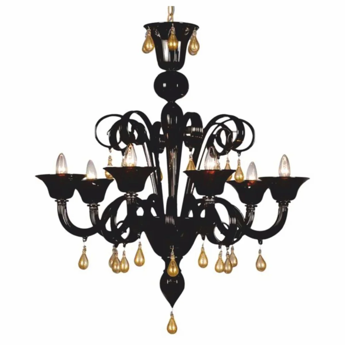 Casa Padrino ara?a de luces de cristal barroco de lujo negro / oro ? 60 x A. 70 cm - Hecho en Italia