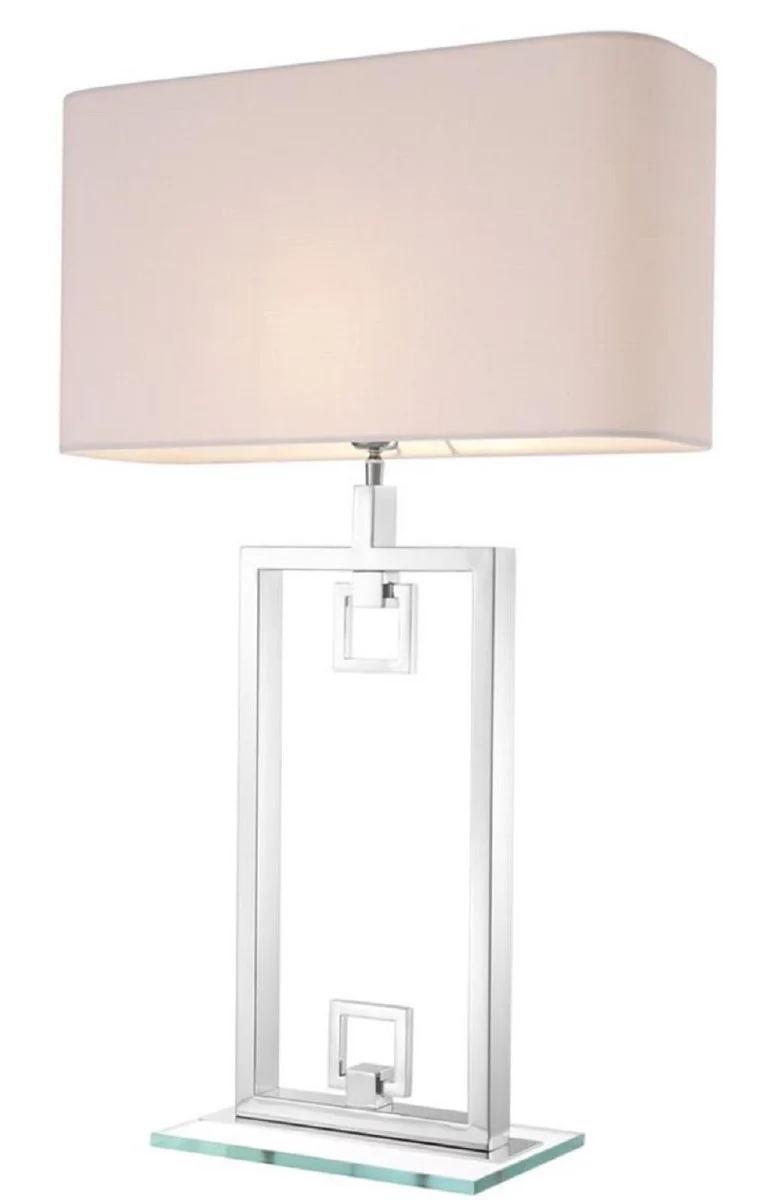 Casa Padrino lámpara de mesa plata / blanco 55 x 25 x H. 88 cm - Lámpara de Mesa de Lujo con Pantalla