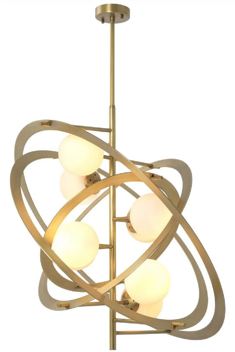 Casa Padrino araña de luces diseño latón antiguo / blanco 92 x 80 x H. 80 cm - Calidad de Lujo