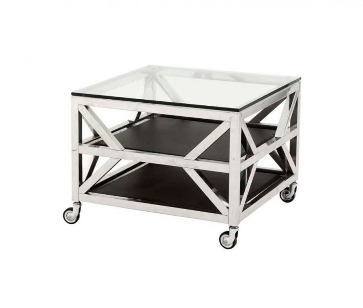 Casa Padrino luxury art deco designer side table with glass top 65 x 65 x H. 50 cm - Luxury Collection
