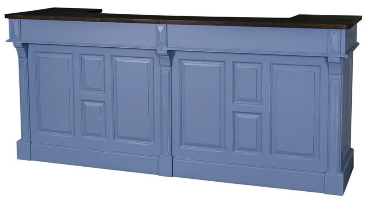 Casa Padrino country style counter blue / black 240 x 65 x H. 107 cm - Country Style Counter