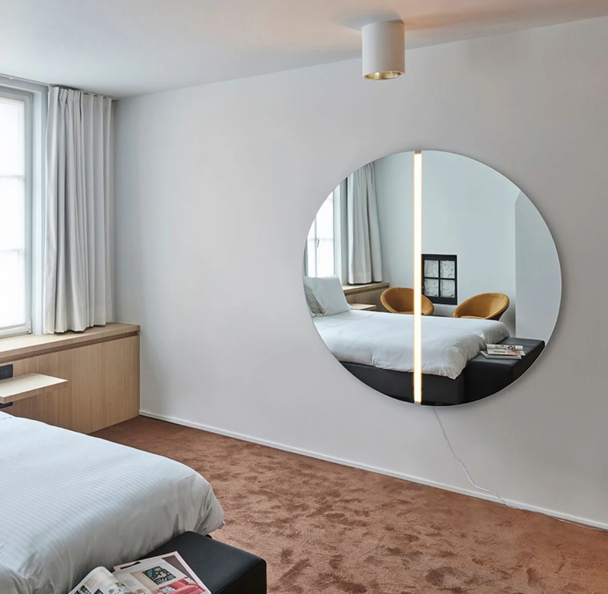 Casa Padrino espejo de lujo ? 150 cm - Espejo de pared redondo con tira LED - Espejo de Sala de Estar Hotel Restaurante Boutique