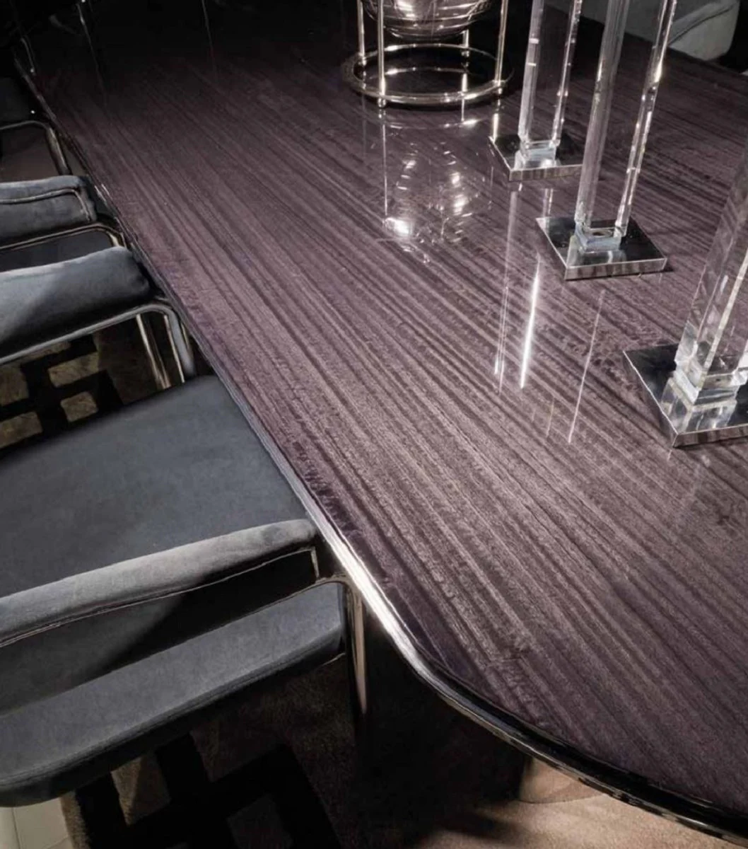 Casa Padrino conjunto de sillas de comedor de lujo con reposabrazos gris / plata 56 x 52 x A. 71 cm - Conjunto de 6 sillas de cocina - Muebles de comedor - Muebles de restaurante - Muebles de lujo