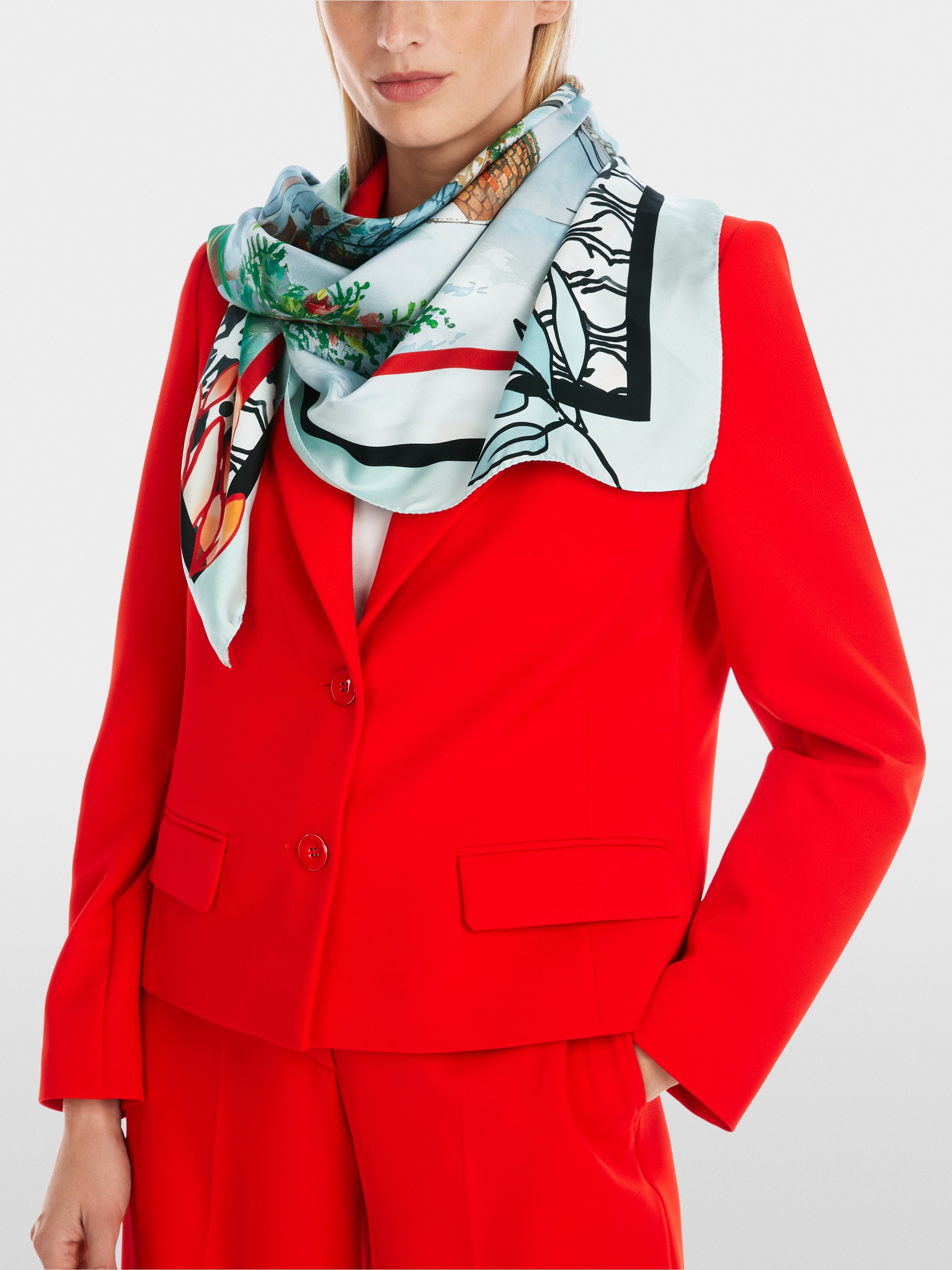 Marc-Cain Silk scarf with picture postcard motif