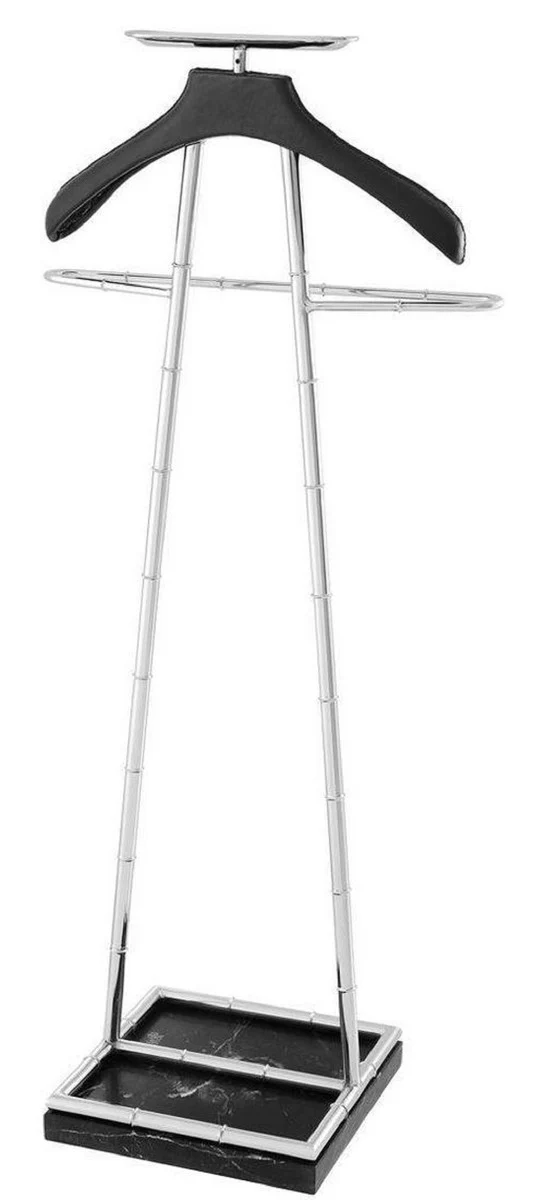 Casa Padrino sirviente mudo de lujo plata / negro 50,5 x 31 x H. 117 cm - Perchero Abrigo Perchero Traje Soporte Mudo Sirviente Caballero - Accesorios de Lujo