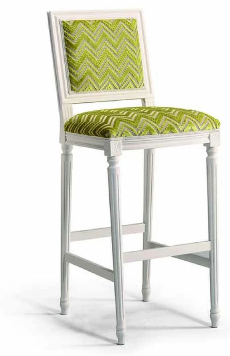 Casa Padrino Silla de Bar Barroco de Lujo Verde / Marfil A. 113 cm - Hecho en Italia