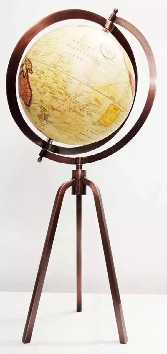 Casa Padrino globo terráqueo decorativo de lujo con trípode cobre antiguo / multicolor Ø 31 x A. 66 cm - Decoración de oficina - Decoración de salón - Accesorios decorativos