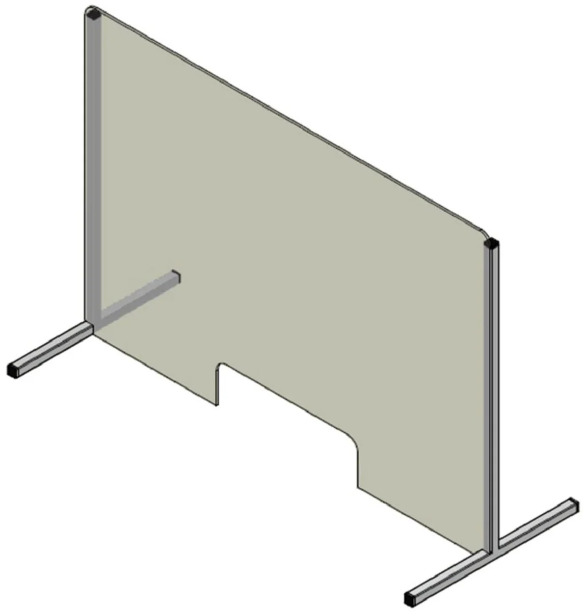 Casa Padrino plastic Covid-19 partition with hatch and stainless steel frame transparent / silver 120 x H. 80 cm - Desk Reception Counters Spit Protection Corona Safety Washer