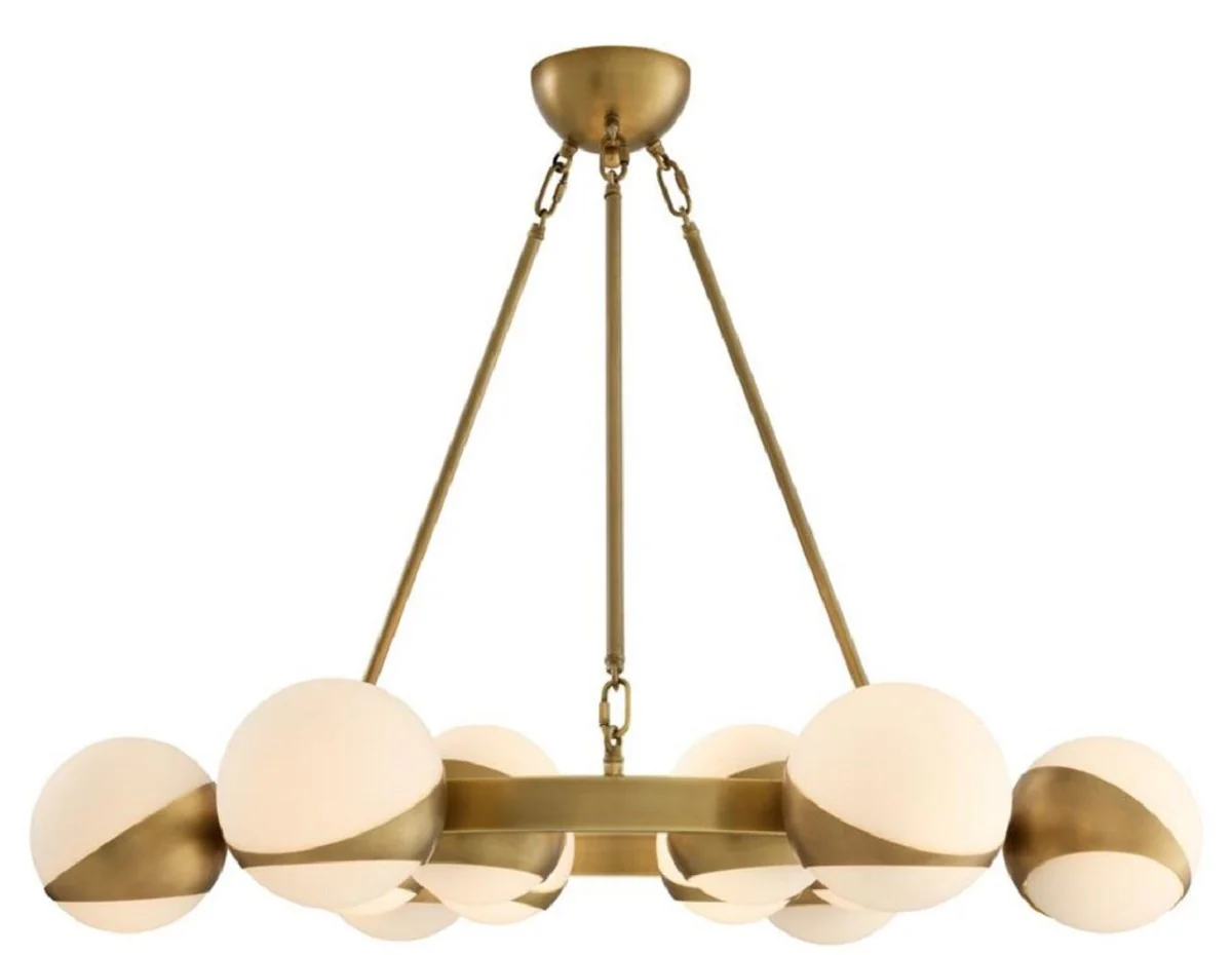 Casa Padrino araña de lujo latón antiguo / blanco Ø 96 x H. 73 cm - Muebles de Lujo