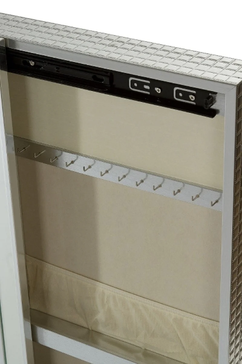 Casa Padrino gabinete de joyer¨ªa de lujo plata 40 x 9 x H. 80 cm - Armario con Puerta Corredera con Espejo