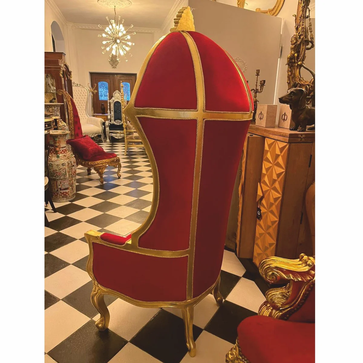 Pomp??s de Casa Padrino sill¨®n globo barroco de lujo rojo burdeos / oro - dise?ado por Harald Gl??ckler