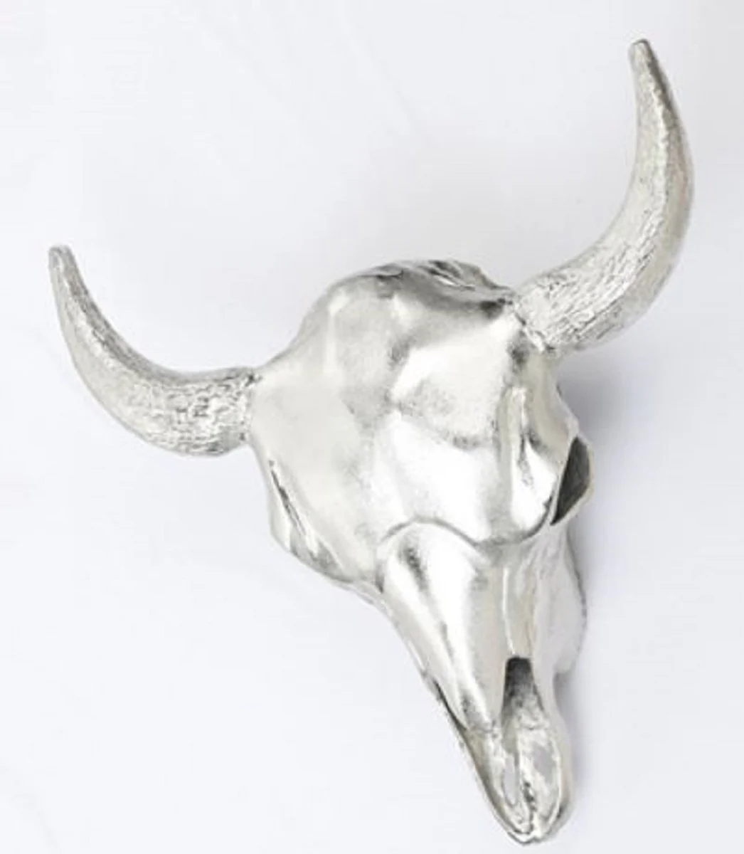 Casa Padrino lámpara de pared de diseño cabeza de toro plata 66 x 12 x H. 54 cm - Lámpara de Pared Decorativa de Aluminio