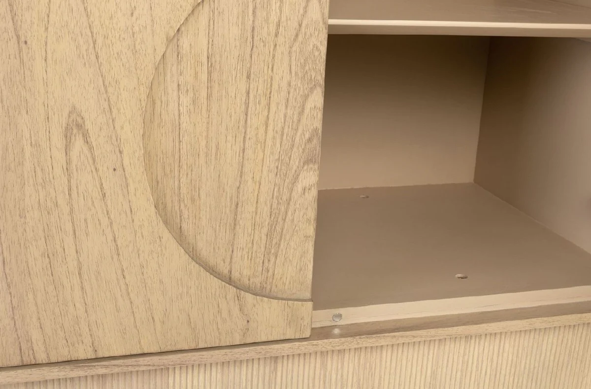 Casa Padrino armario de dise?o de lujo natural 130 x 45 x A. 190 cm - Armario estanter¨ªa de madera maciza con 3 puertas - Armario de dormitorio - Armario de sal¨®n - Armario de oficina