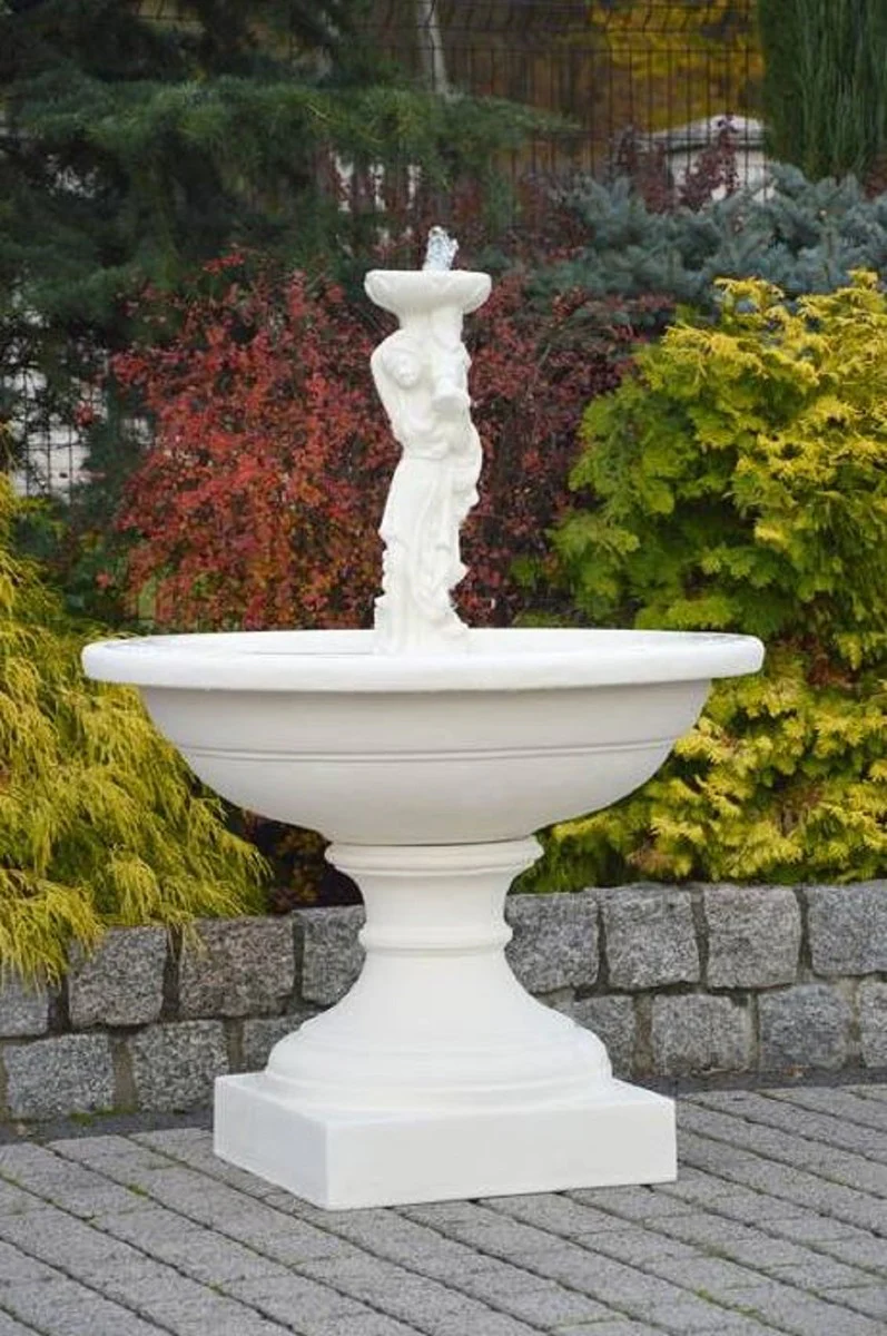 Casa Padrino fuente Art Nouveau dama blanco Ø 102 x A. 136 cm - Magnífica Fuente de Jardín - Fuente de Decoración de Jardín - Accesorios de Decoración de Jardín Barroco y Art Nouveau
