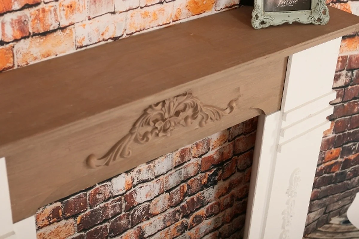 Casa Padrino chimenea estilo country antigua blanco / marr¨®n 110 x 22 x H. 98 cm - Muebles Shabby Chic