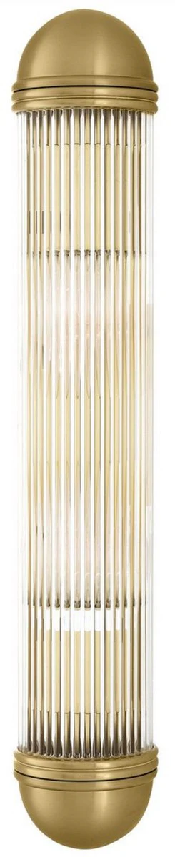 Casa Padrino lámpara de pared de lujo latón antiguo 7 x 7.5 x A. 40 cm - Elegante aplique de metal con pantalla de vidrio - Lámparas de Lujo