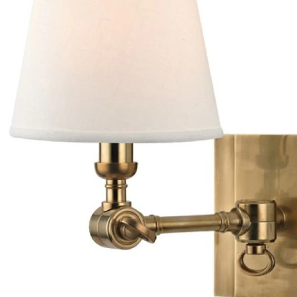 Casa Padrino lámpara de pared de lujo latón antiguo / blanco 15,2 x 24,1 x H. 25,4 cm - Lámpara de Pared con Brazo Giratorio