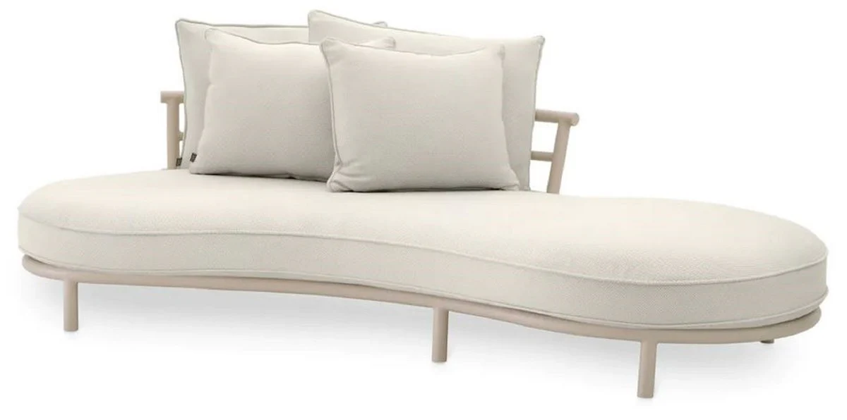 Casa Padrino sof¨¢ de exterior de jard¨ªn de lujo lado izquierdo blanco gris / arena 220 cm - Muebles de jard¨ªn de lujo