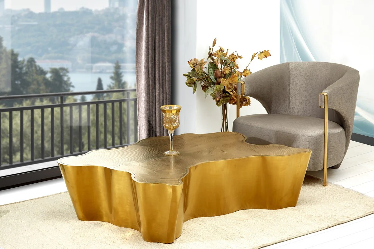 Casa Padrino mesa de centro de lujo oro 145 x 97 x A. 35 cm - Mesa de sal¨®n de acero inoxidable - Muebles de sal¨®n y hotel de lujo