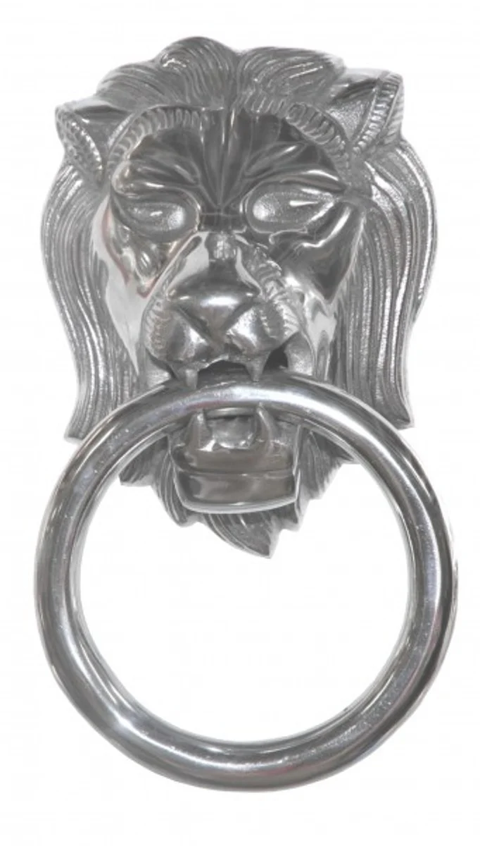 Casa Padrino designer lion head Lion towel rail made ??of aluminum-plated Height: 31 cm, width: 17.5 cm, depth: 10 cm - Wall Figurine - Towel Ring - Toilet Bathroom Decoration