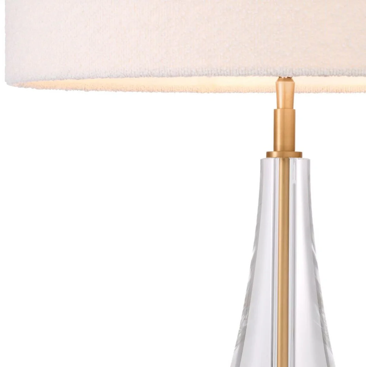 Casa Padrino lámpara de mesa de cristal de lujo latón antiguo / crema Ø 45 x A. 70,5 cm - Lámpara de escritorio elegante con cristal fino - Iluminación de lujo - Muebles de lujo - Interior de lujo