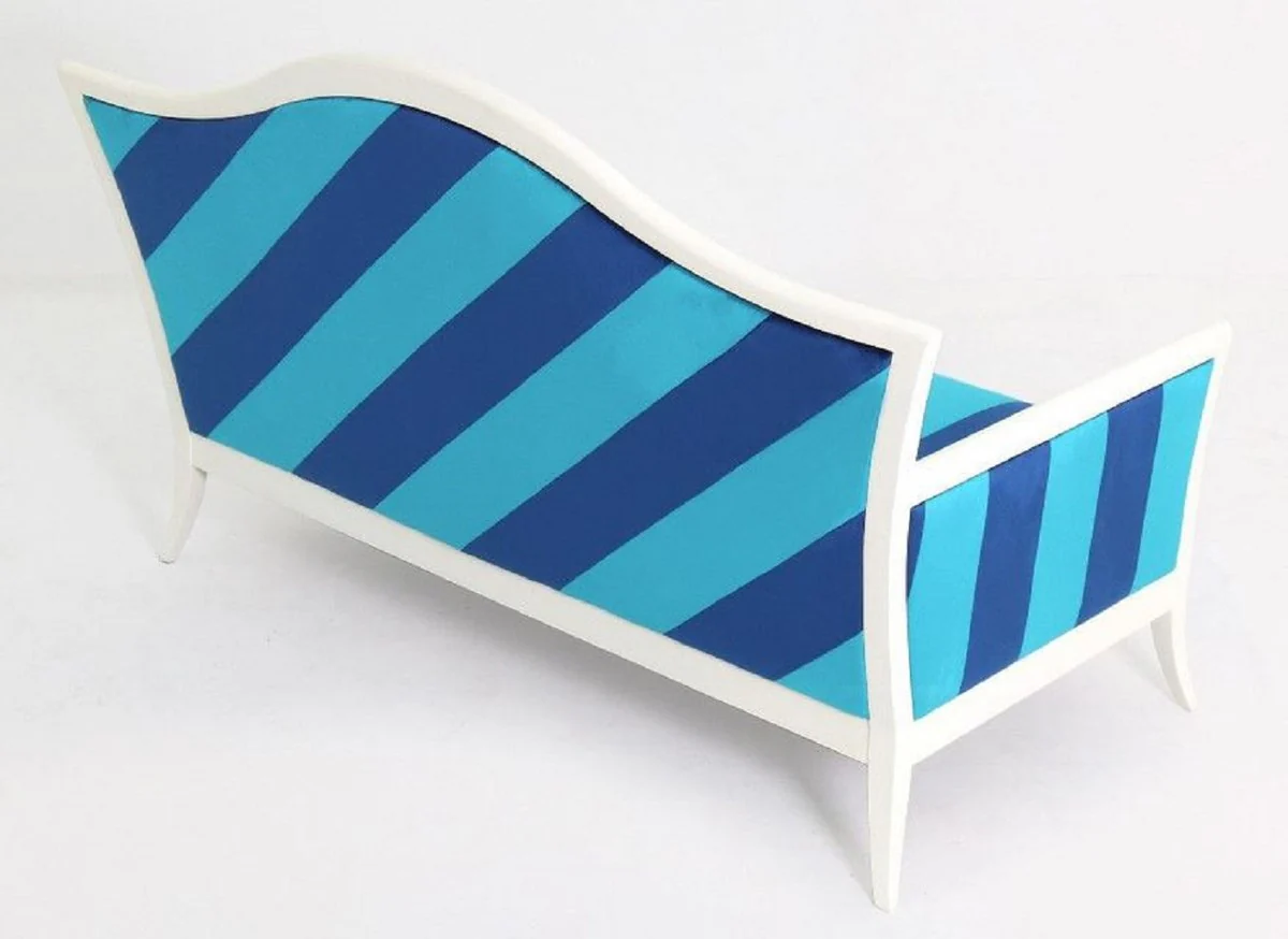 Casa Padrino sof¨¢ Art Deco de lujo con rayas azul claro / azul / blanco - Sof¨¢ de sal¨®n a rayas - Muebles de sal¨®n - Muebles Art Deco - Muebles de lujo - Interiores Art Deco - Interiores de lujo