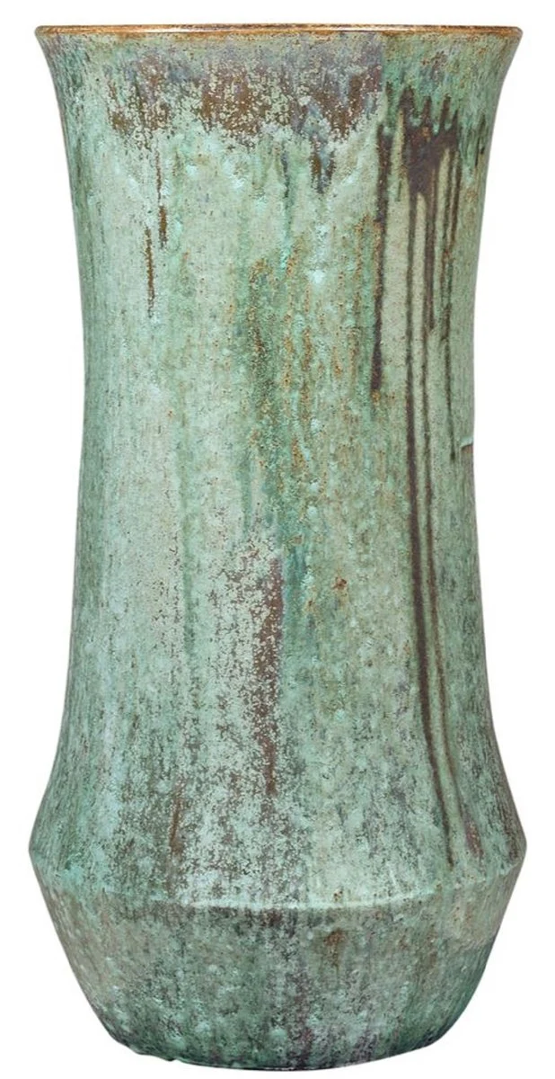 Casa Padrino maceta Art Nouveau verde ópalo Ø 43 x A. 87 cm - Maceta Redondo Hecho a Mano de Terracota - Accesorios de Decoración de Jardín y Terraza