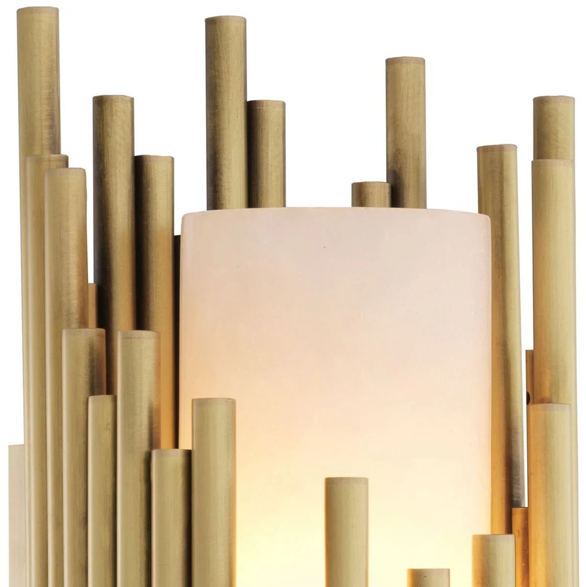 Casa Padrino lámpara de pared de lujo latón antiguo / alabastro 15 x 12 x A. 44,5 cm - Lámpara de pared de latón con pantalla de alabastro - Calidad de Lujo