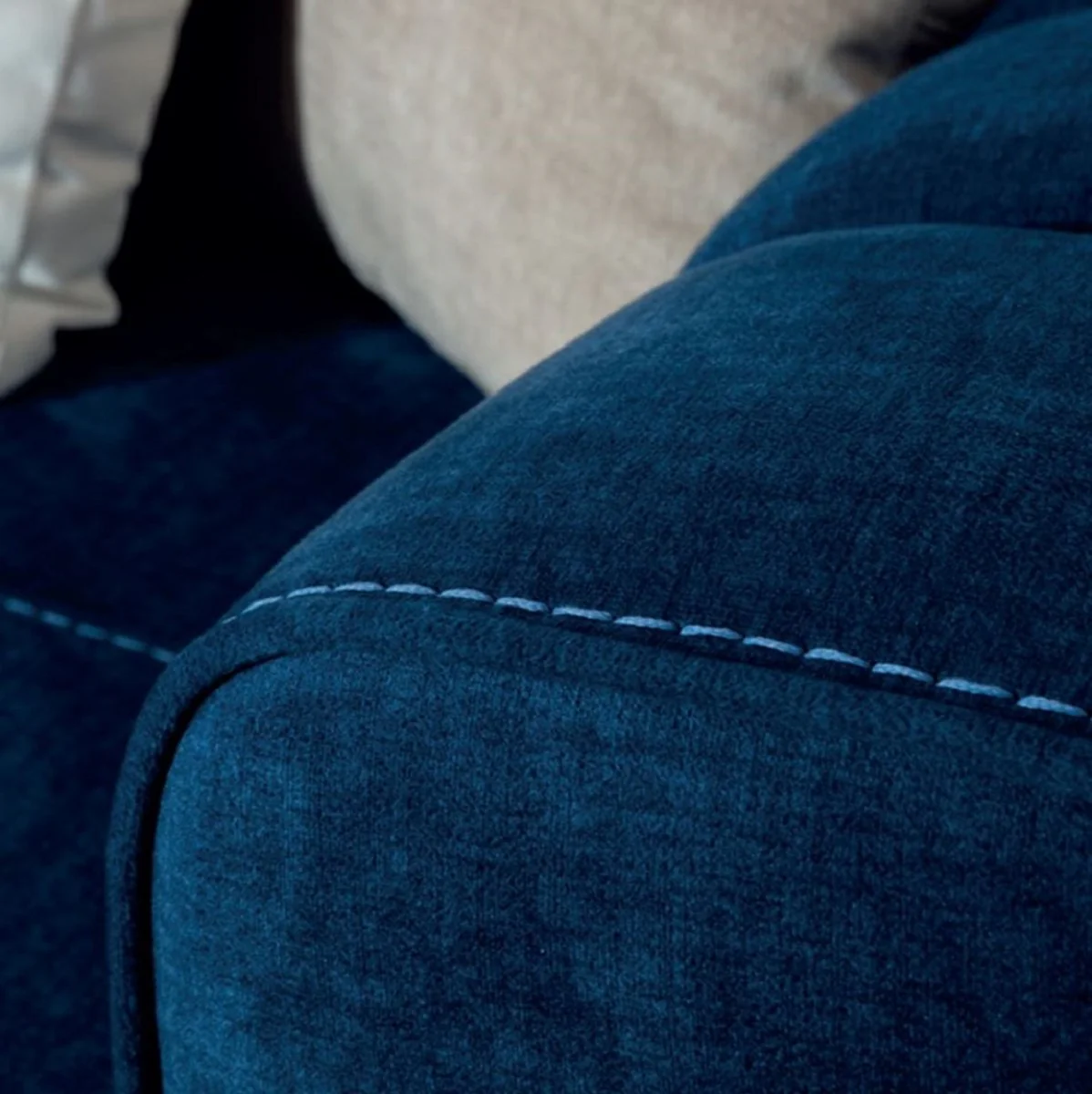 Casa Padrino sof¨¢ de lujo azul / negro / oro 240 x 100 x A. 85 cm - Sof¨¢ de sal¨®n moderno - Muebles de sal¨®n de lujo