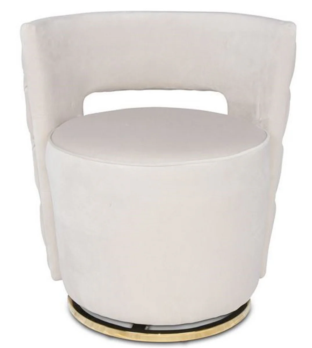 Casa Padrino Sill¨®n Giratorio Chesterfield de Lujo Gris Claro 65 x 58 x H. 69 cm - Sill¨®n de Terciopelo - Muebles de Lujo