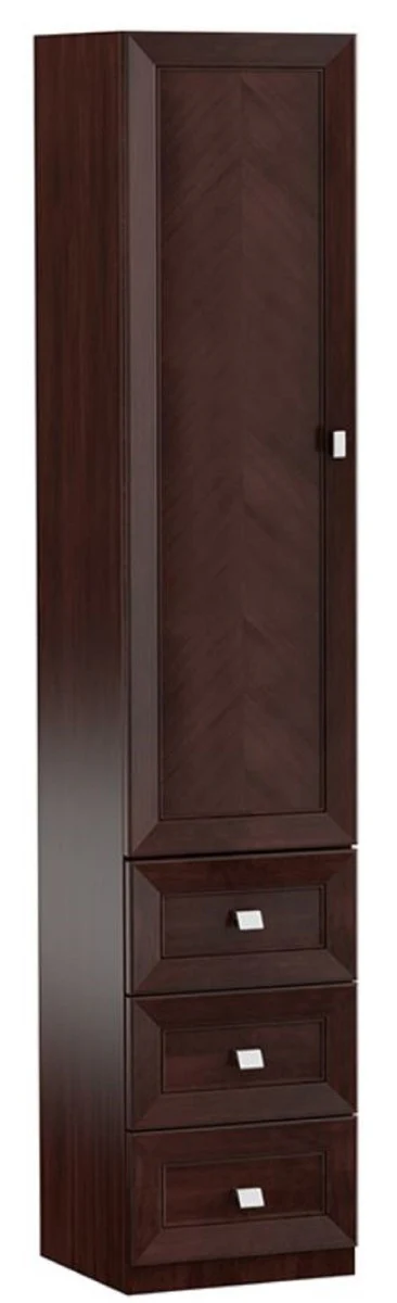 Casa Padrino Gabinete de Sala de Estar de Lujo con Puerta y 3 Cajones Marrón Oscuro / Plata 45,4 x 44,2 x H. 225,6 cm - Gabinete de Oficina - Muebles de Lujo