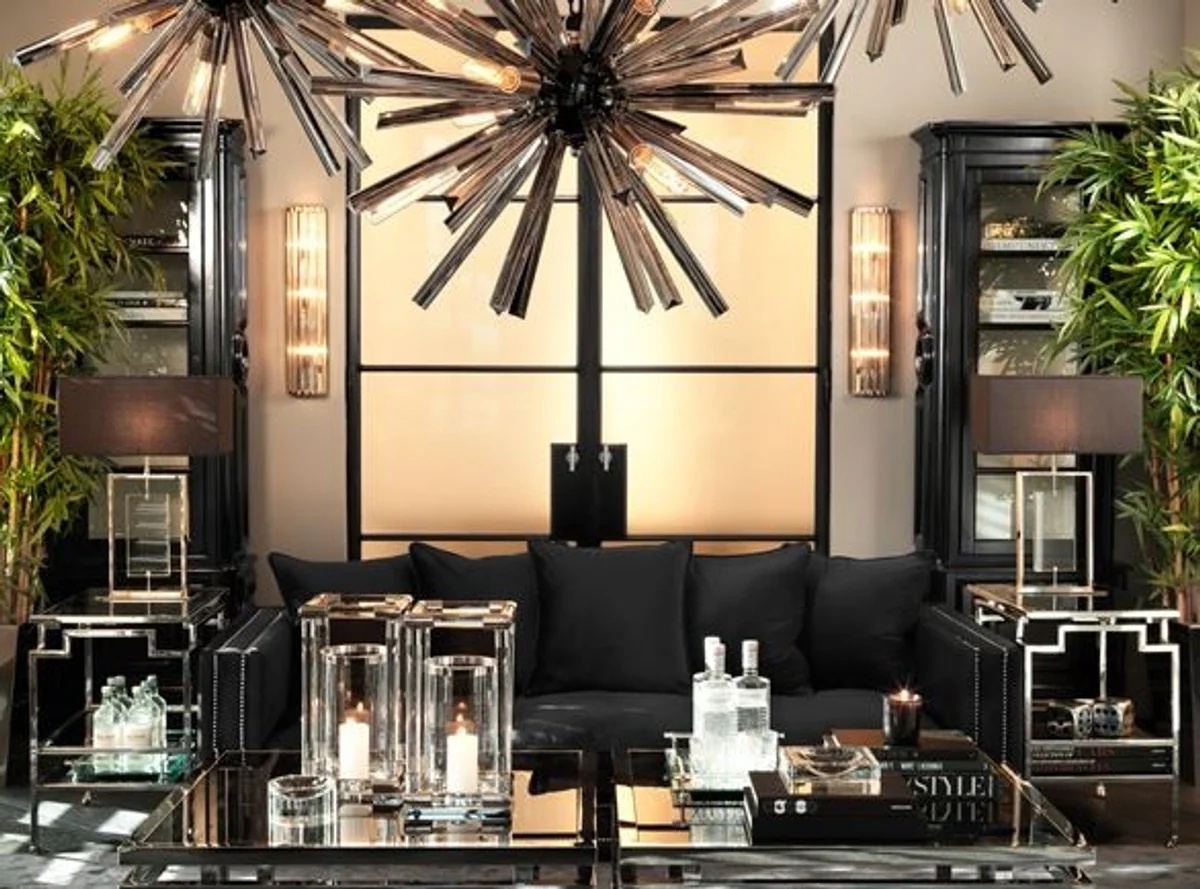 Casa Padrino luxury candle holder / lantern nickel finish 24 x H. 45 cm - Limited Edition