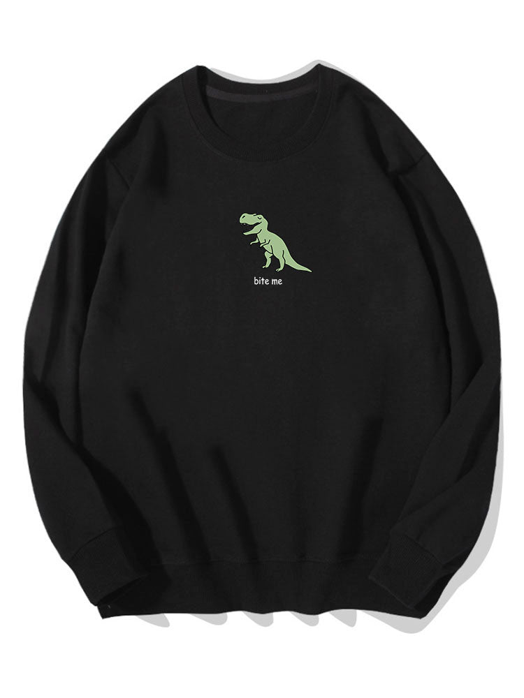 Cute Cartoon Dinosaur Print Cotton Sweatshirt