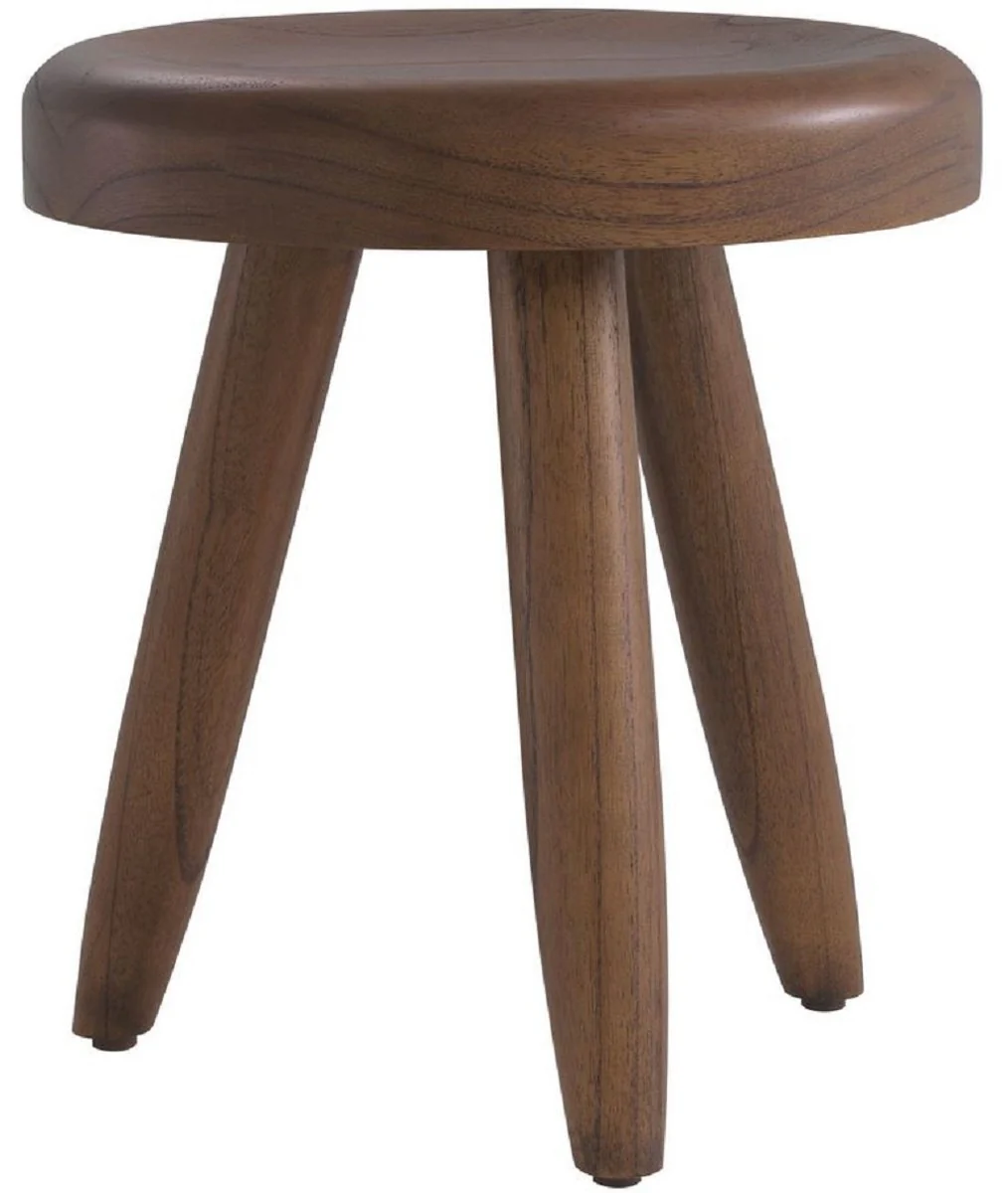 Casa Padrino taburete de lujo marr¨®n ? 31 x A. 34 cm - Taburete de madera maciza - Taburete redondo de madera Mindi - Muebles de Lujo