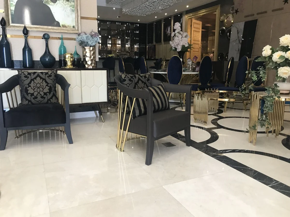 Casa Padrino sill¨®n de lujo negro / oro 75 x 75 x A. 81 cm - Sill¨®n de sal¨®n - Sill¨®n de hotel - Muebles de sal¨®n - Muebles de hotel - Muebles de lujo