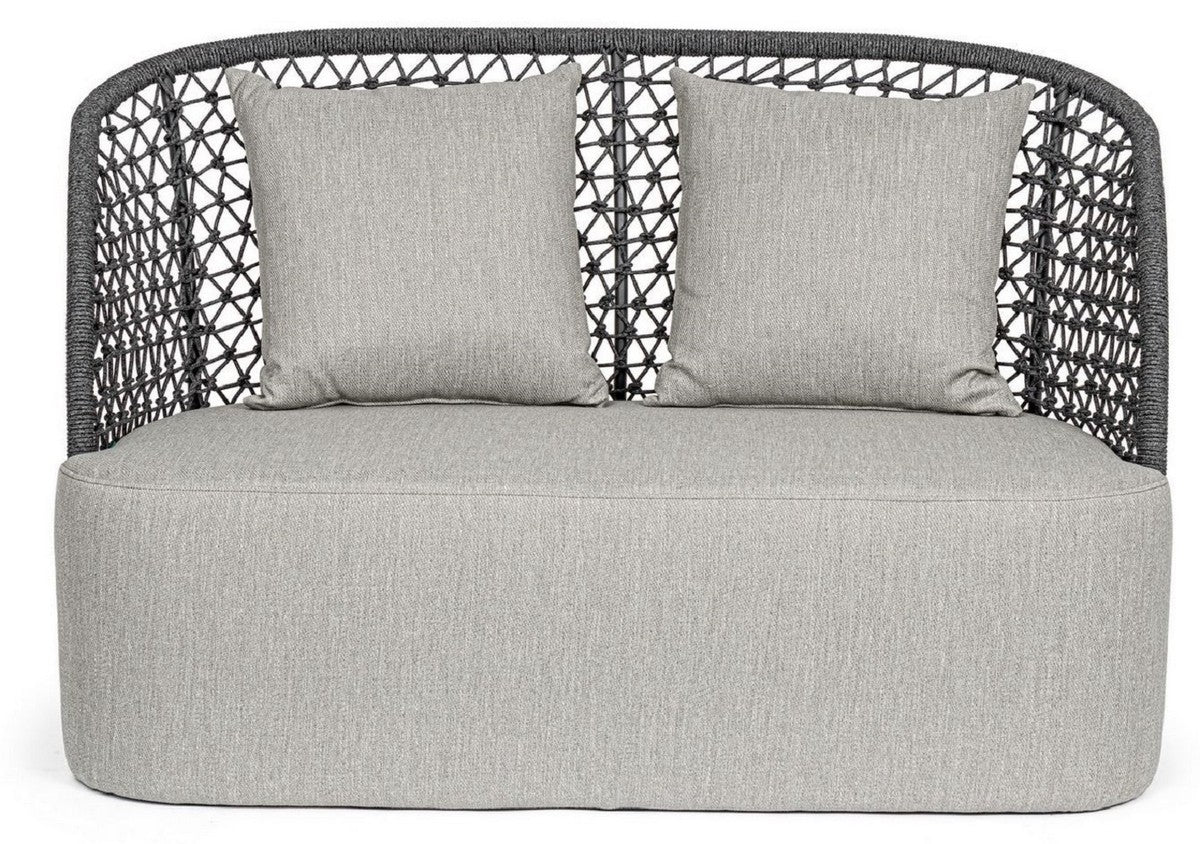 Casa Padrino sofá de jardín de lujo con cojíns gris / antracita 150 x 81 x A. 93 cm - Sofá de jardín y terraza resistente a la intemperie - Muebles de Jardín y Terraza