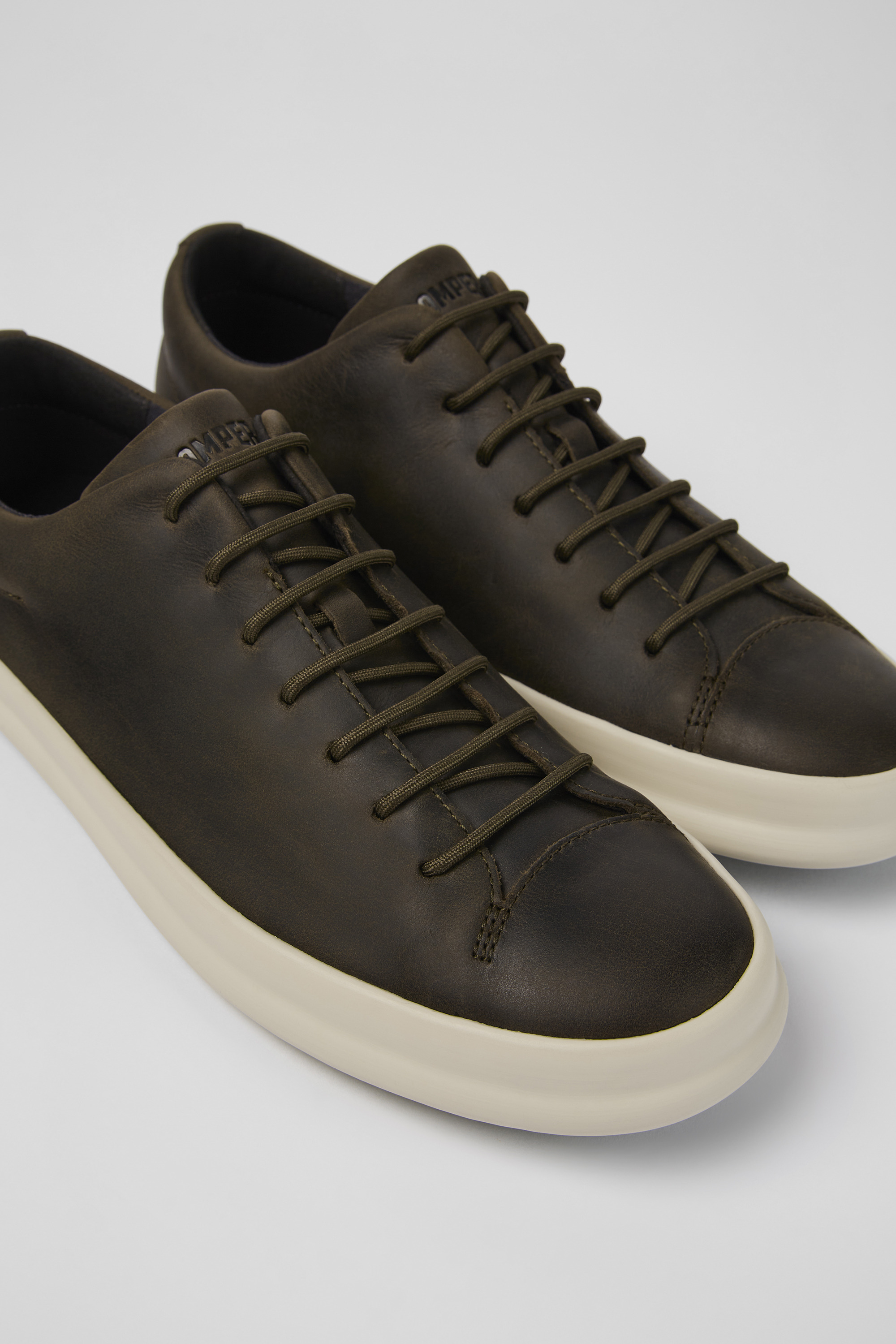Chasis - Green-gray leather shoes for men